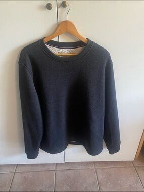Heritage Black Knit Sherpa-Lined Crewneck Sweatshirt